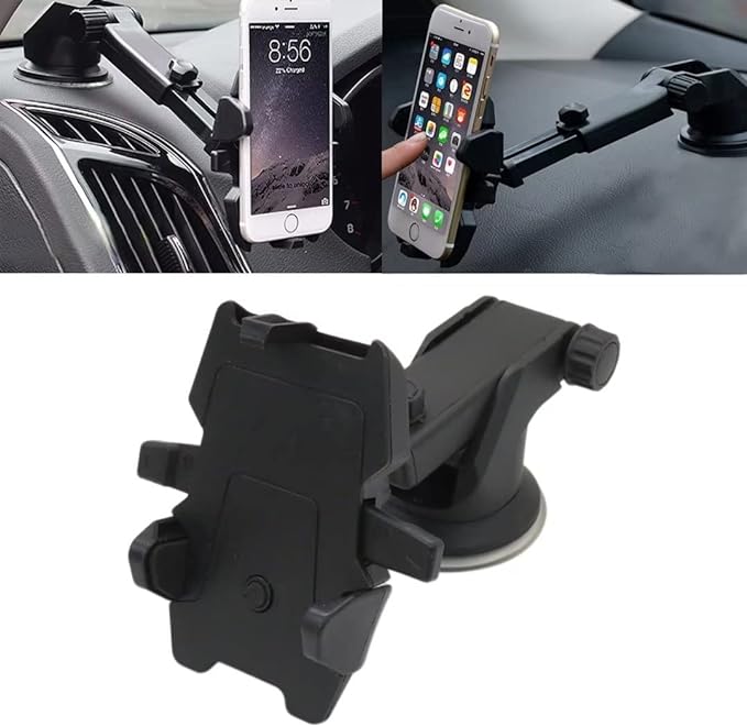 Car Mount Adjustable Car Phone Holder Universal Long Arm, Windshield for Smartphones - Black