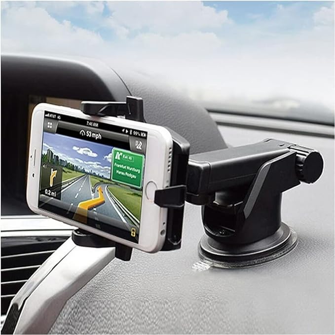 Car Mount Adjustable Car Phone Holder Universal Long Arm, Windshield for Smartphones - Black